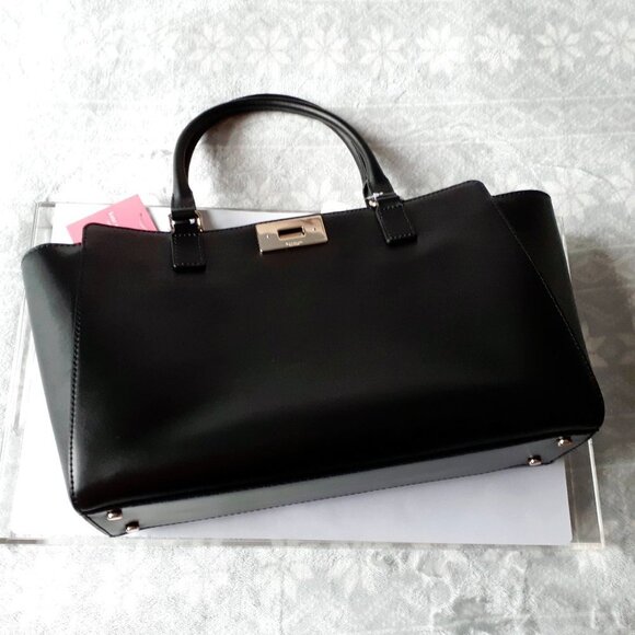 NWT Kate Spade black leather tote handbag - Picture 4 of 8